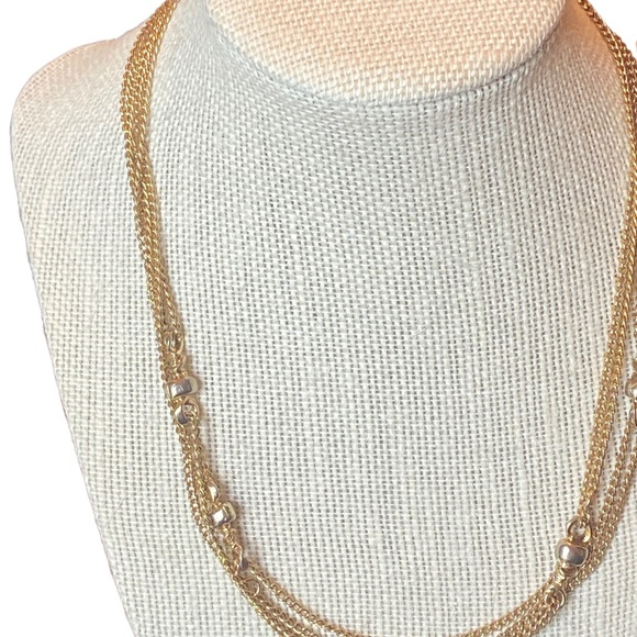Double layered Gold Chain Necklace - Picture 3 of 5